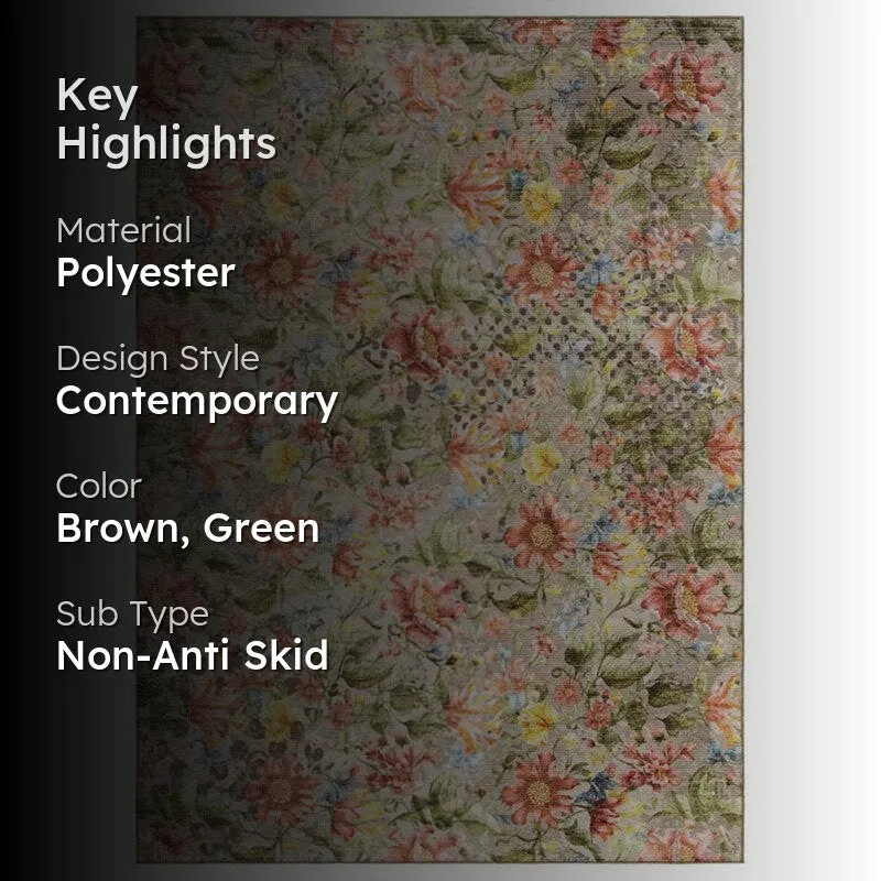 Sumaya Floral Polyester Carpet - Brown media 2