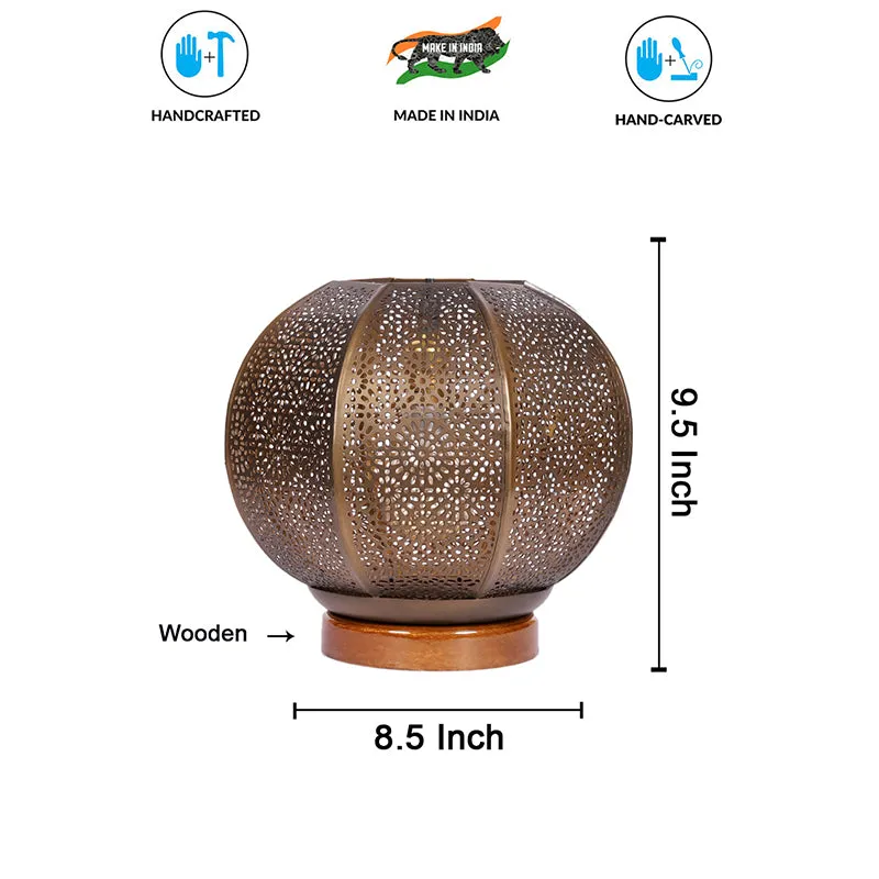 Nira Round Etched Metal Table Lamp - Gold media 5