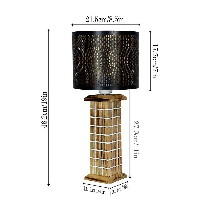 LumiAura Modern Wooden Table Lamp - Black,Brown media 7