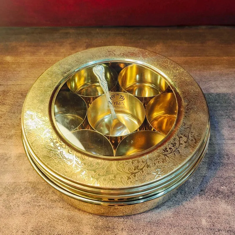 Seara Brass Masala Box with Conatiners - Eight Piece Set media 4