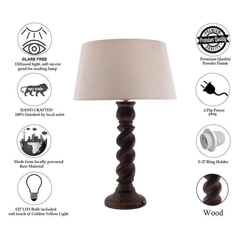 Aura Glimmer Fabric Table Lamp - Beige,Brown media 6