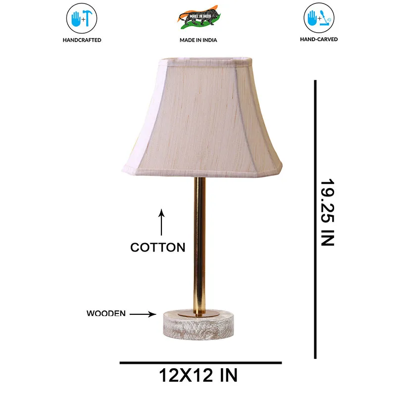 Ceylon Rodin Wooden Table Lamp - OffWhite,Gold,White media 7