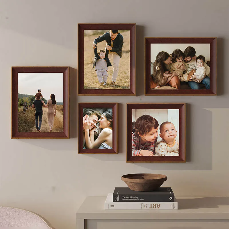 Memories Acrylic Wooden Photo Frames (Brown) - Set Of Five media 1