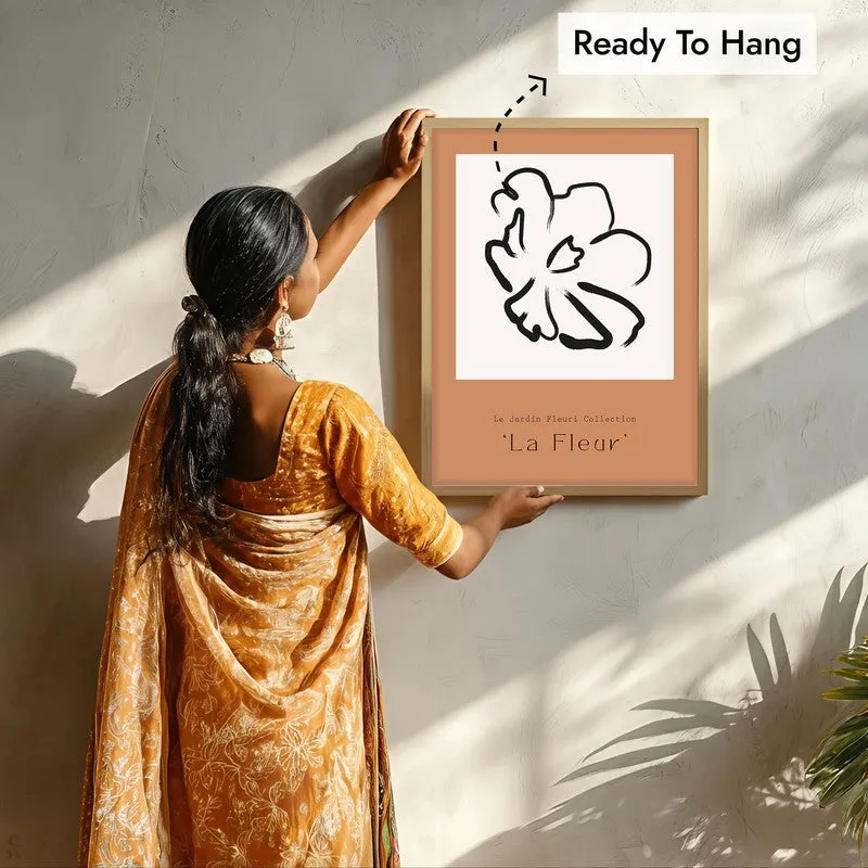 Unfurling Petal Canvas Wall Painting With Brown Frame media 8