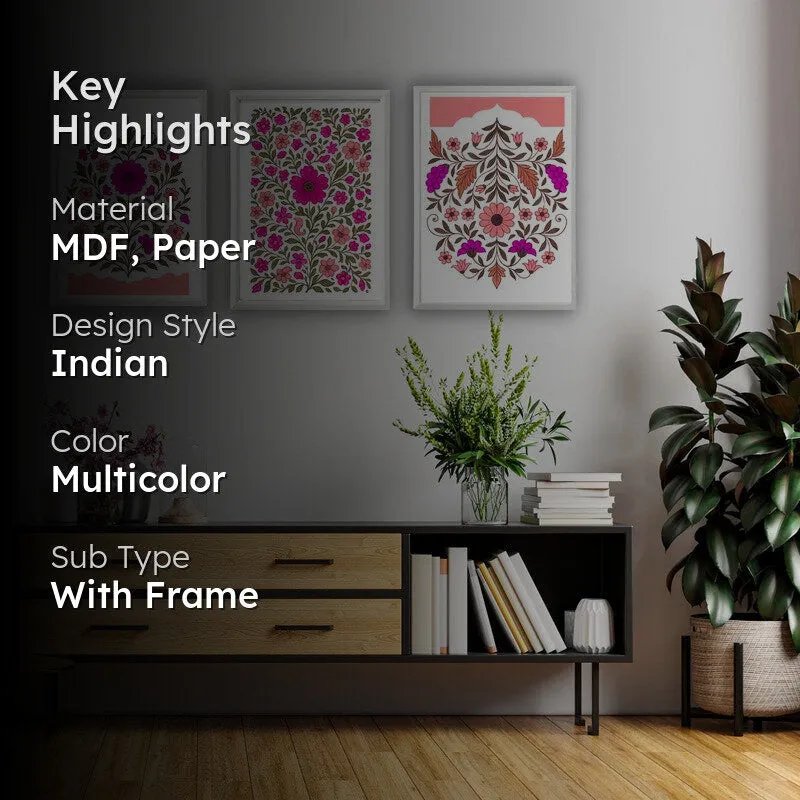 Indigo Petalcraft Paper Wall Painting With Frame - White media 2