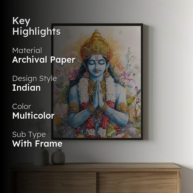 Srirama Jayam Spiritual Archival Paper Wall Painting With Frame - Black media 2