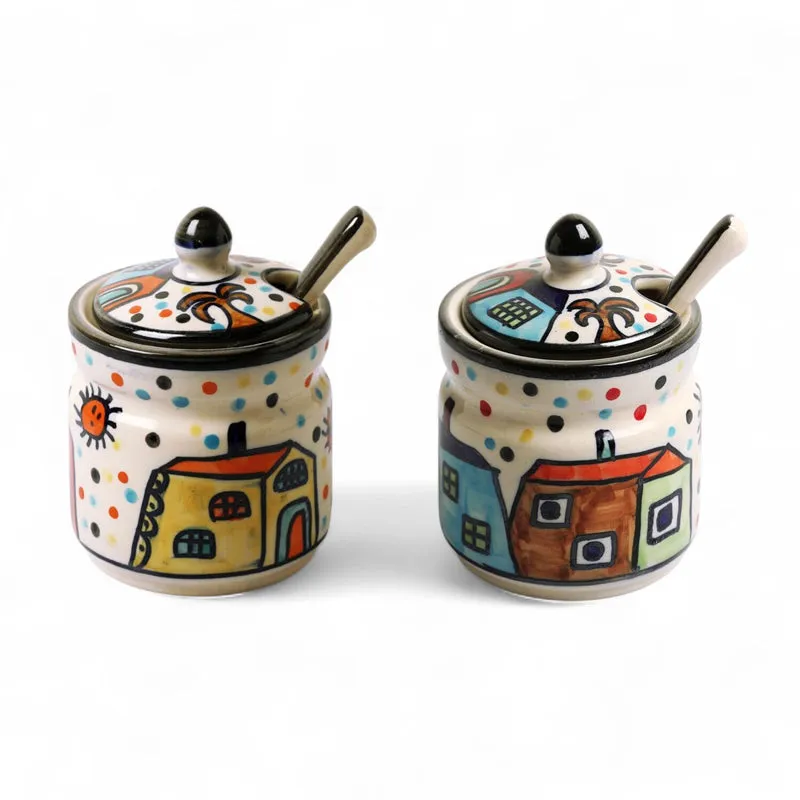 Cottage Bharni Ceramic Jar With Spoon (200 mL Each) - Set Of Two media 3