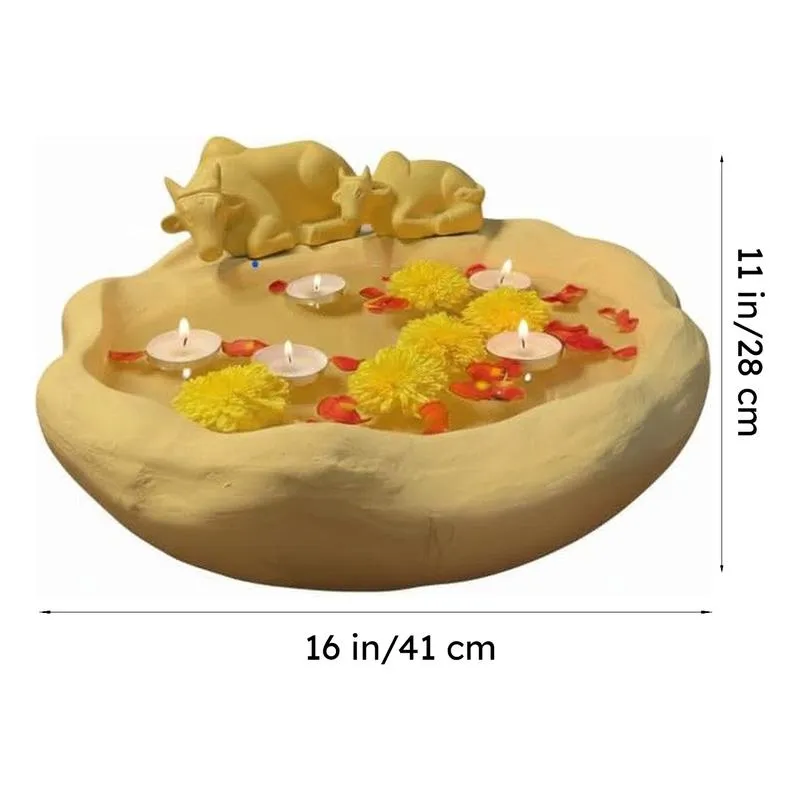 Sacred Cow and Calf Design Resin Urli media 8