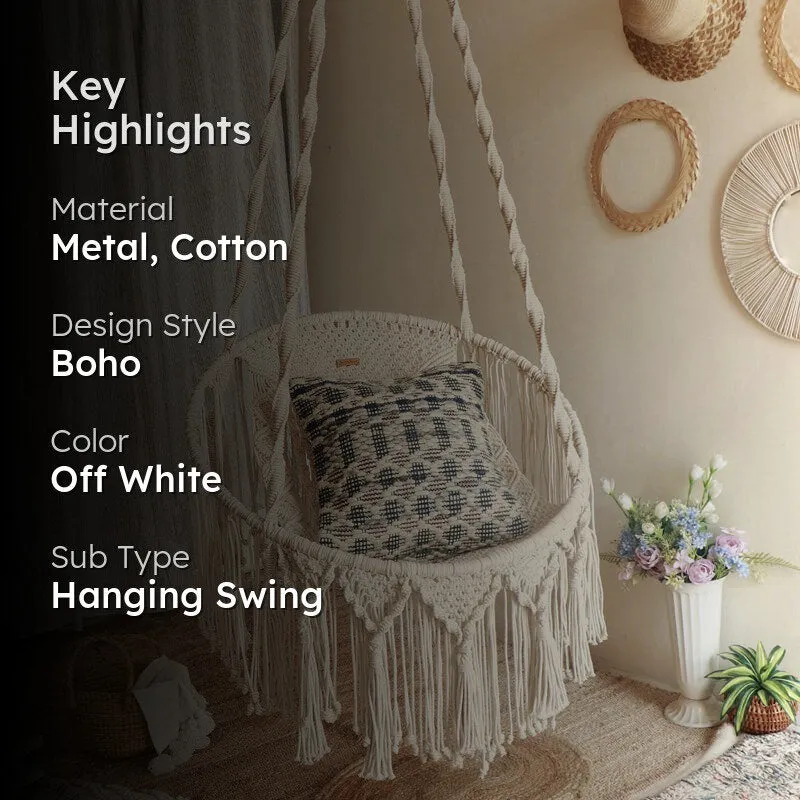 Boho Chic Macrame Swing Chair media 2