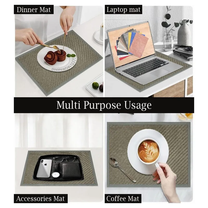 Rustayne Grey Rectangle PVC Table Mats - Set Of Four media 5