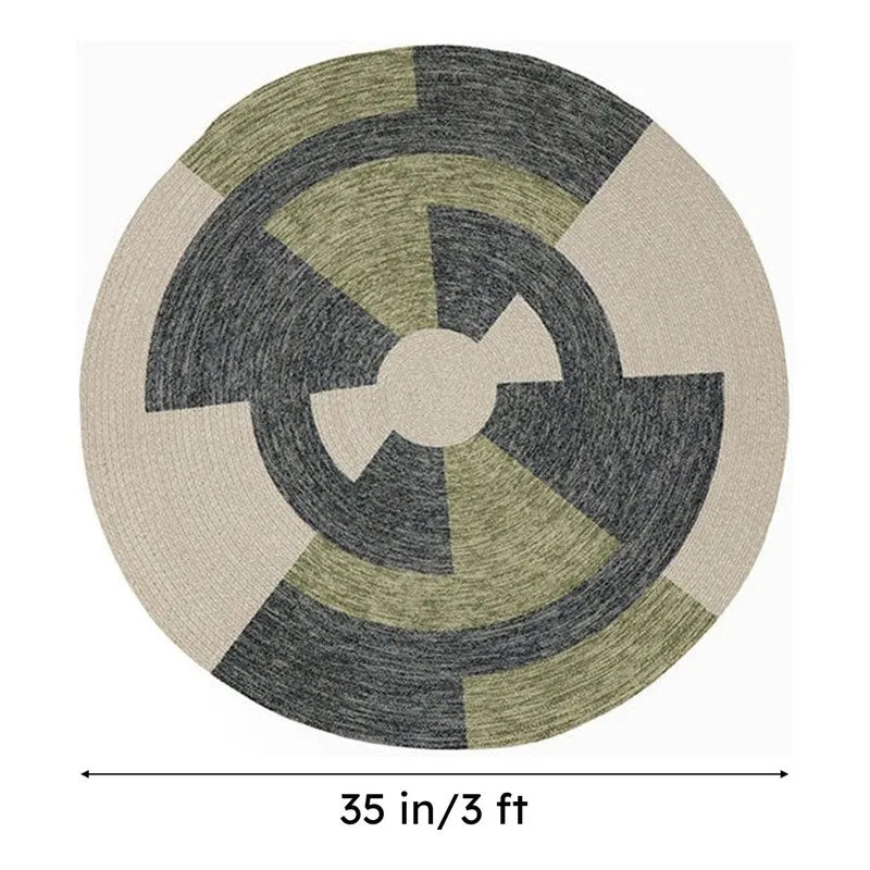 Estro Round Cotton Rug - Green & Grey media 8