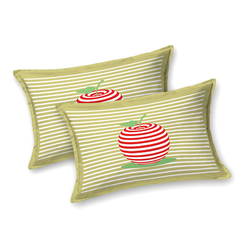 Illusion Stripey Cherry Cotton Bedsheet (Light Green) - 200 TC media 5