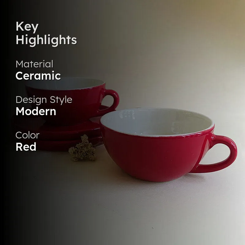 Elegant Red Cup & Saucer (240 mL Each) - Set of Two media 2