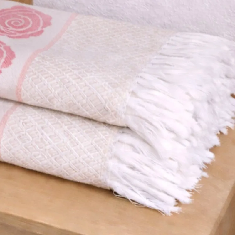 Rosette Cotton Hand Towel (Pink) - Set Of Four media 6