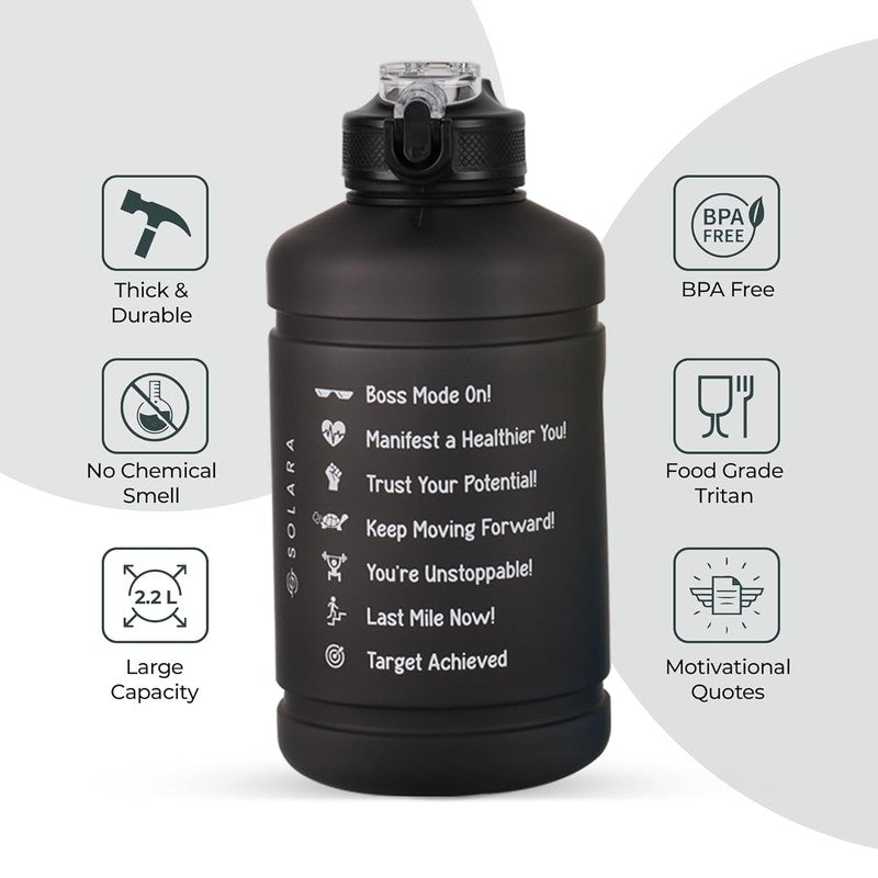 Solara Plaino Plastic Water Bottle (2200 mL) - Black media 4