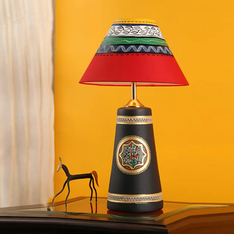 Soma Warli Painted Table Lamp - Multicolor media 3
