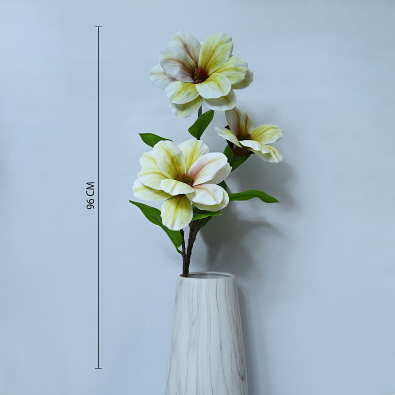 Artificial Magnolia Flower Stick - White & Green media 6