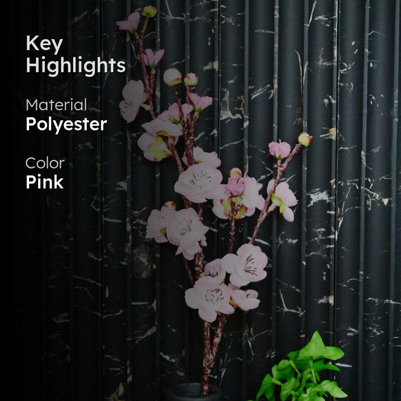Artificial Decorative Plum Blossom Flower Stick - Pink media 2