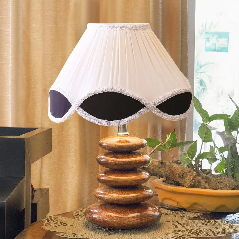 Glozen Cotton Table Lamp With Wooden Base - Ivory media 4