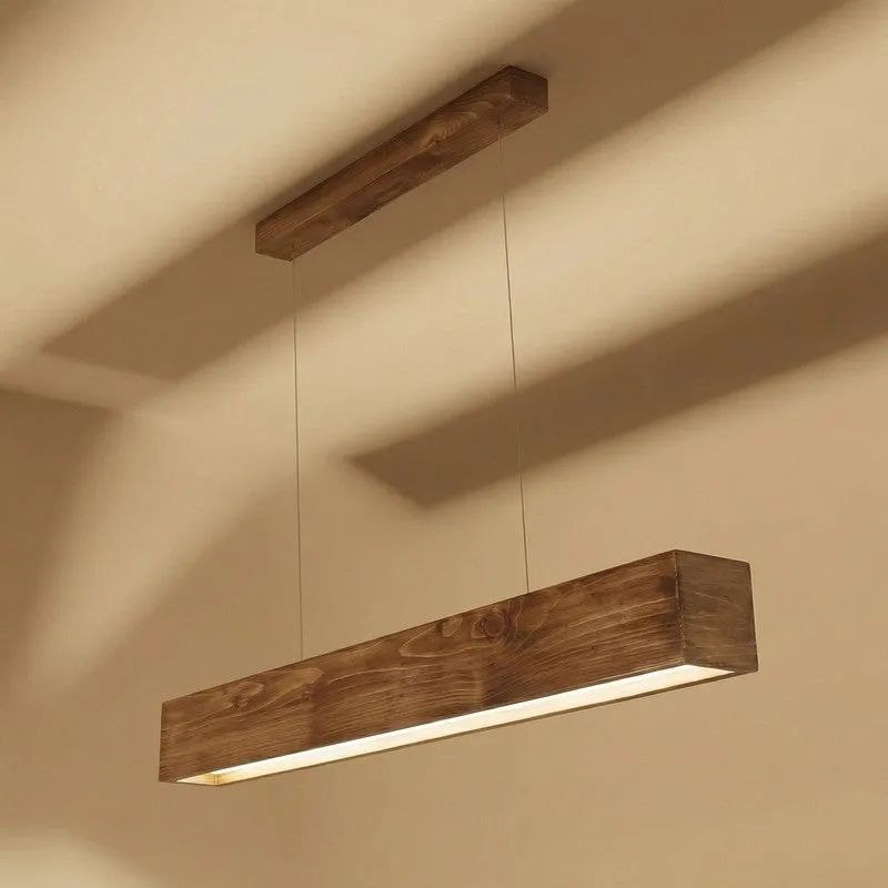 StraightBeam Wooden Ceiling Lamp - Brown media 5