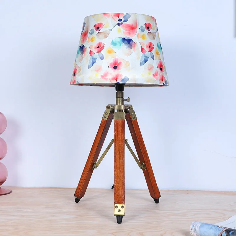 Luna Borealis Fold Printed Tripod Mango Wood Table Lamp - Multicolor media 3