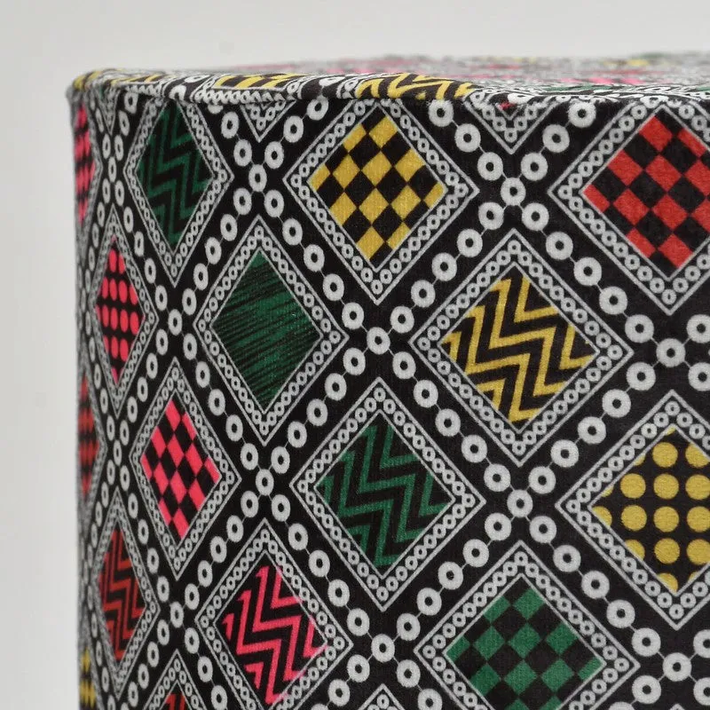 Navine Boho Diamond Multicolor Engineered Wood Ottomans - Set Of Two media 4