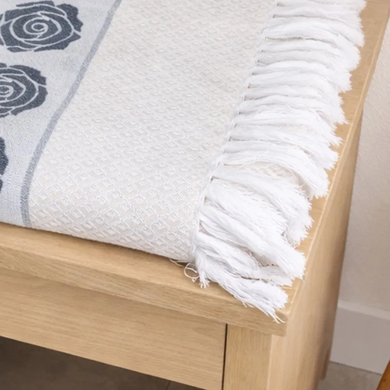 Rosette Cotton Hand & Bath Towel (Navy) - Set of Two media 5