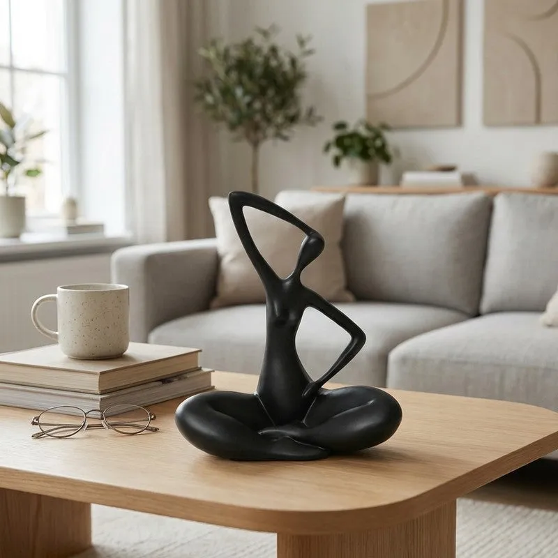 Meditative Pose Decorative Sculpture - Black media 1