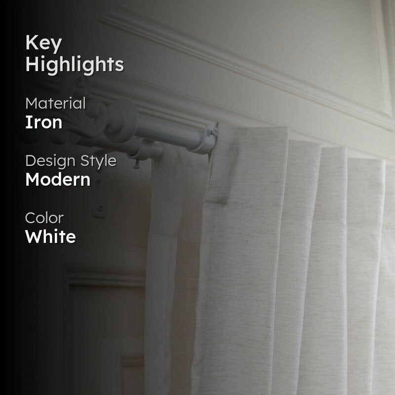 Andalus Duo Extendable 1" Double Curtain Rods With Abstract Finial & Brackets (White) media 2