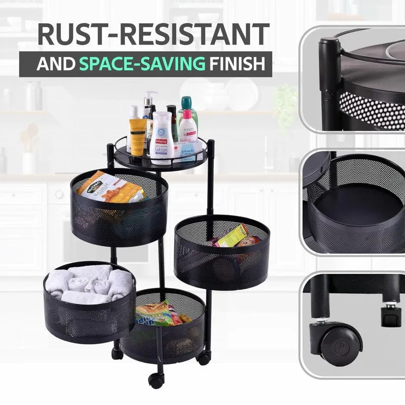 Swing Out Black Metal Storage Rack with Basket media 6