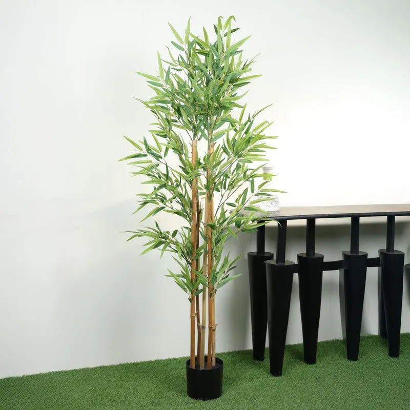 Artificial Bamboo Plant With Black Fiber Pot - 4.9 Feet media 3