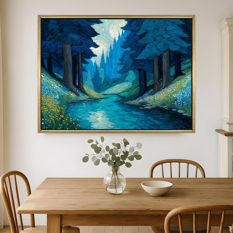 Twilight Pines Canvas Wall Painting With Frame