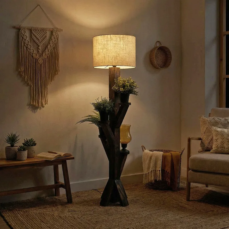 CozyHue Wooden Floor Lamp - Brown media 1