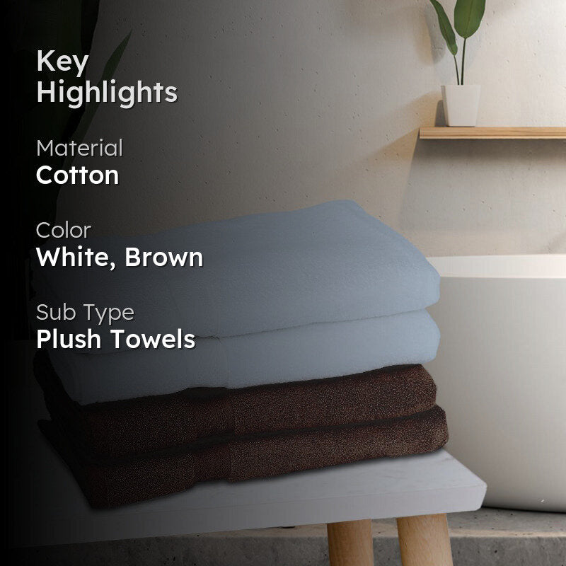 Miorah Bath Towel (White & Brown) - Set Of Four media 2