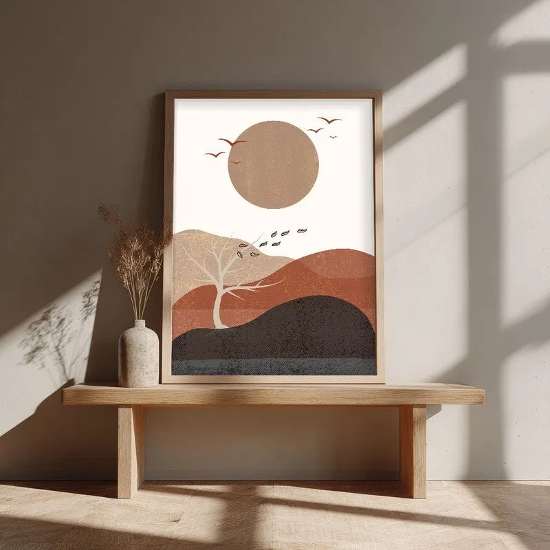 Earthen Rhythm Canvas Wall Painting With Brown Frame media 4