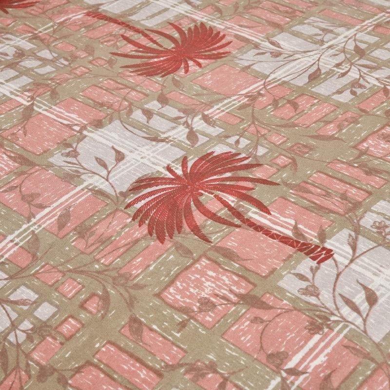 Coco Tree Checkers Cotton Bedsheet (Pink) - 160 TC media 4