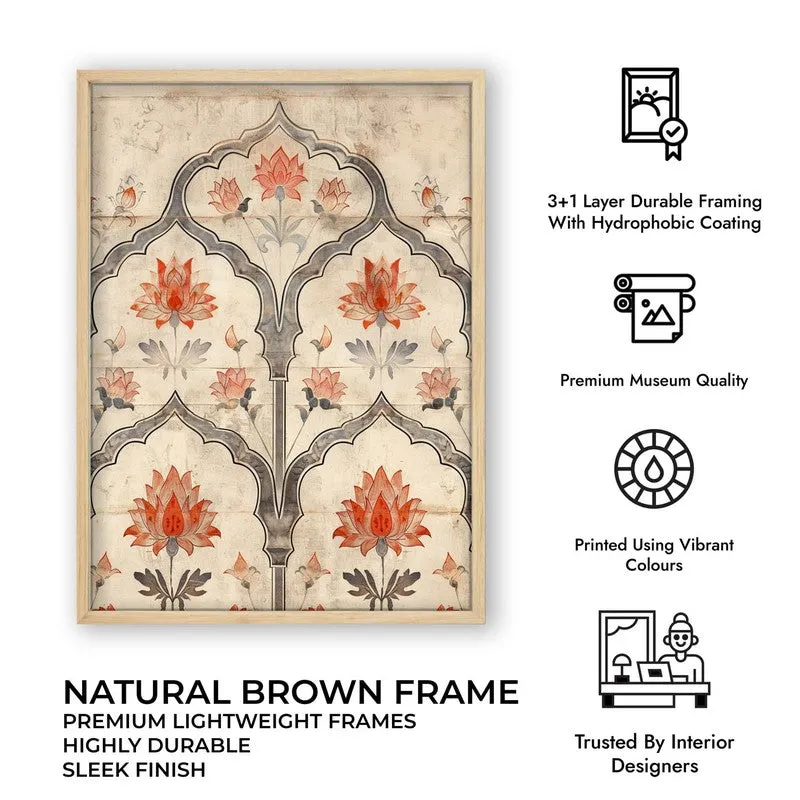 Lotus Arch Canvas Wall Painting With Brown Frame media 12