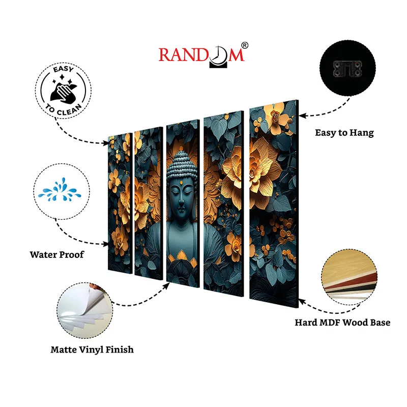 Obsidian Buddha Canvas Wall Art - Set Of Five media 7