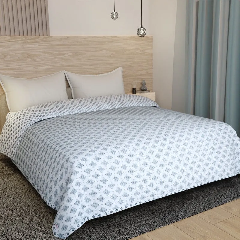Florique Reversible Cotton Dohar (Blue,White) - 120 GSM media 3