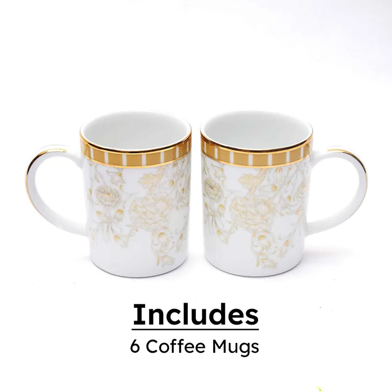 Gilded Iris Slim 24k Gold Brushed Porcelain Coffee Mug(280 mL Each/Gold) - Set Of Six media 5