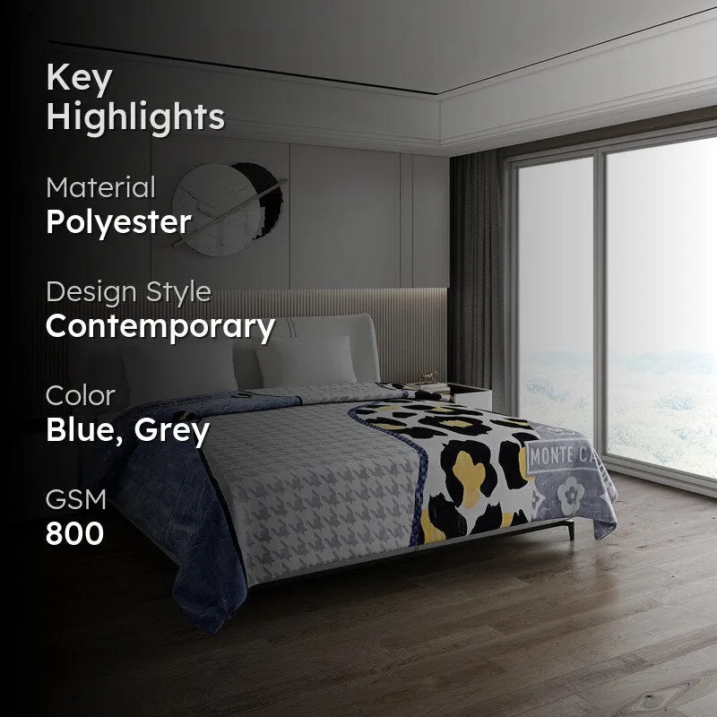Monte Carlo Chic Harmony Blanket (Blue,Grey) - 800 GSM media 2