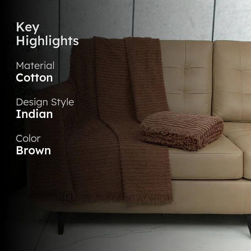 LuxeLayer Cotton Throw (Brown) - Set Of Two media 2