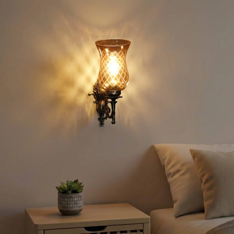 Honey Glow Gothic Amber Glass Wall Lamp