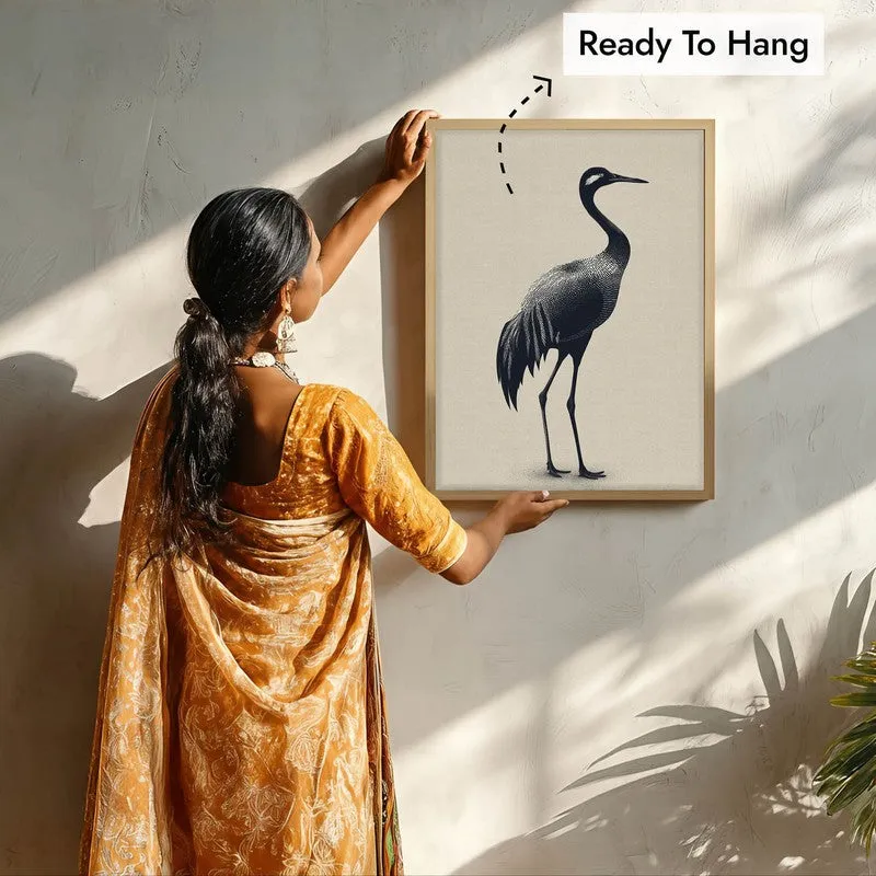 Graceful Crane Canvas Wall Painting With Brown Frame media 9