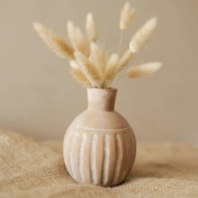 Dried Bunny Tails With Ridges Vase - Two Piece Set media 5