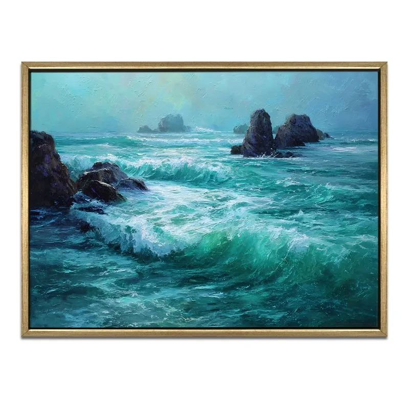 Seafoam Canvas Wall Painting With Frame media 3
