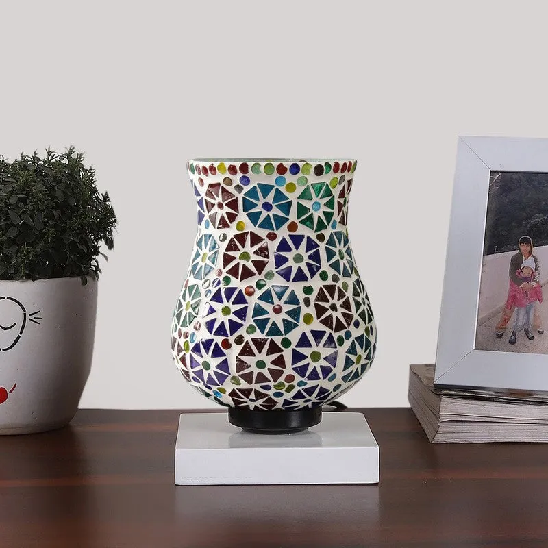 Lumera Mosaic Glass Table Lamp With Wooden Base - Multicolor media 4
