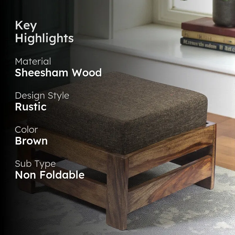 Lynex Sheesham Wooden Bench with Stool (Brown) - Two Piece Set media 2