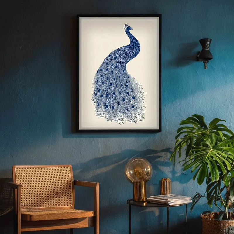 Minimal Peacock Motif Canvas Wall Painting With Black Frame media 8