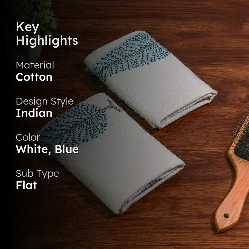 Palm Whisper Cotton Hand Towel (Blue) - Set Of Two media 2